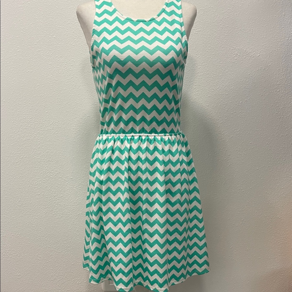 Maurice's Sleeveless Mint Chevron Fit & Flare Dress